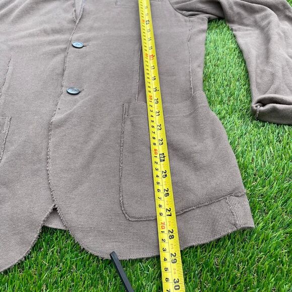 Harris Wharf London Tan cotton linen blend 2 button cardigan sweater size 48 - Picture 3 of 7